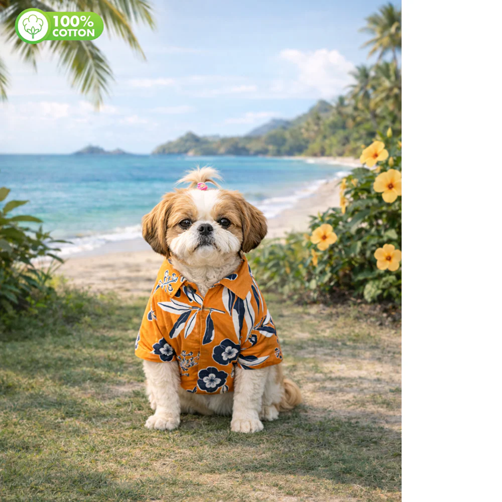 15 Furries Floral Cotton Shirts for Dogs (Rust Orange) - Image 3