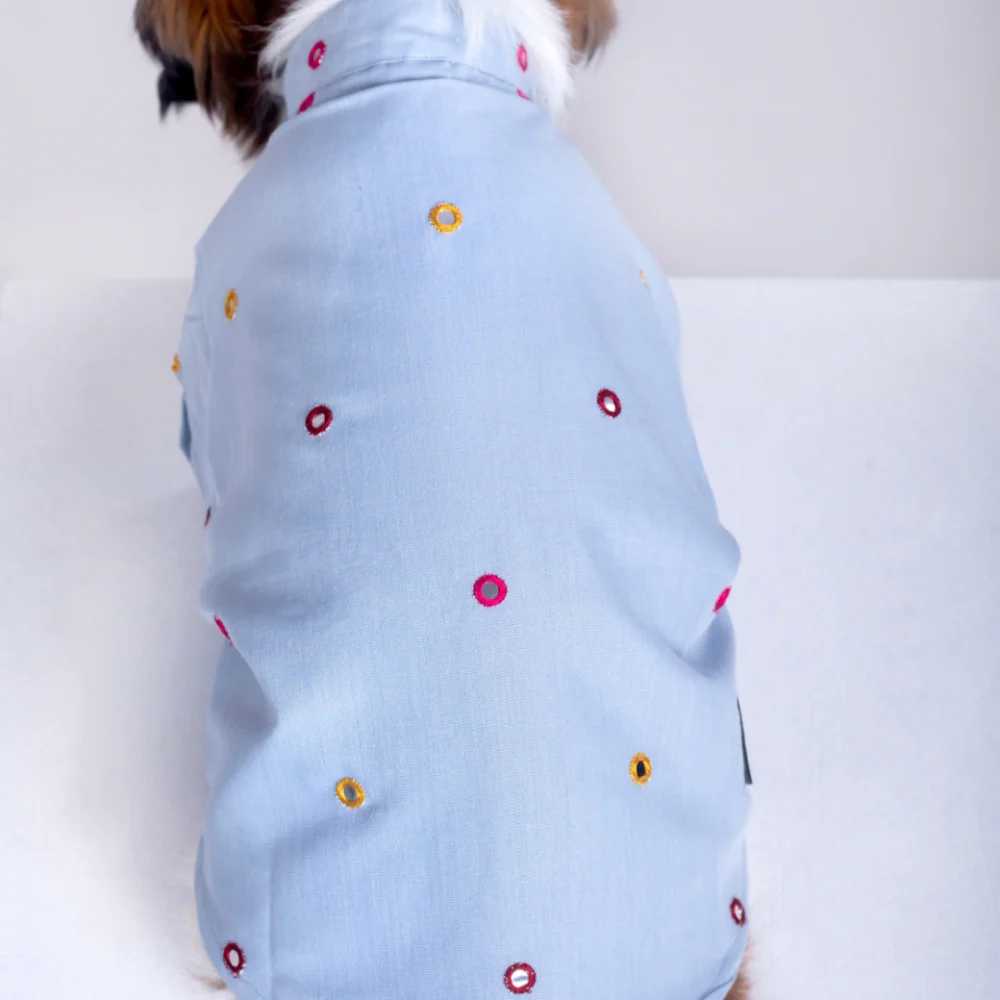 15 Furries Mirrorwork Kurta for Dogs (Blue) - Image 3
