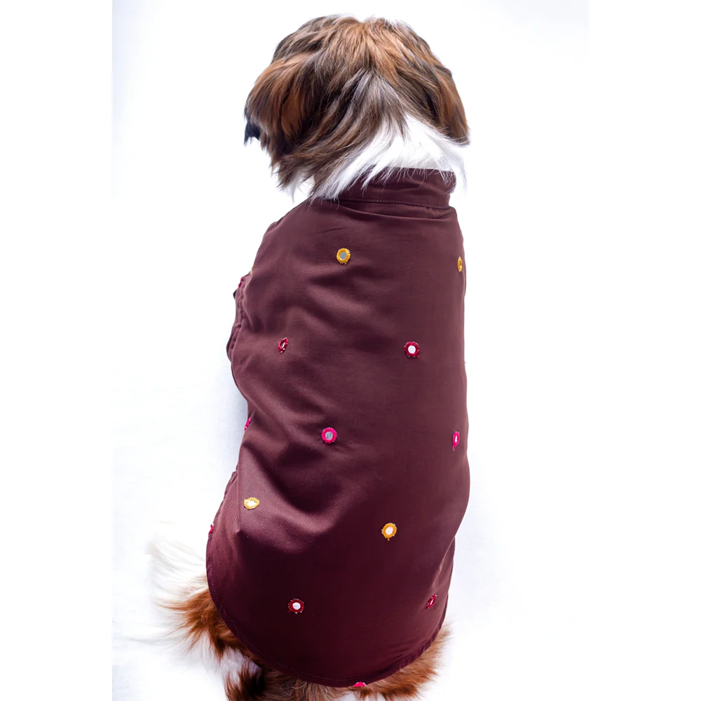 15 Furries Mirrorwork Kurta for Dogs (Chocolate Brown) - Image 4