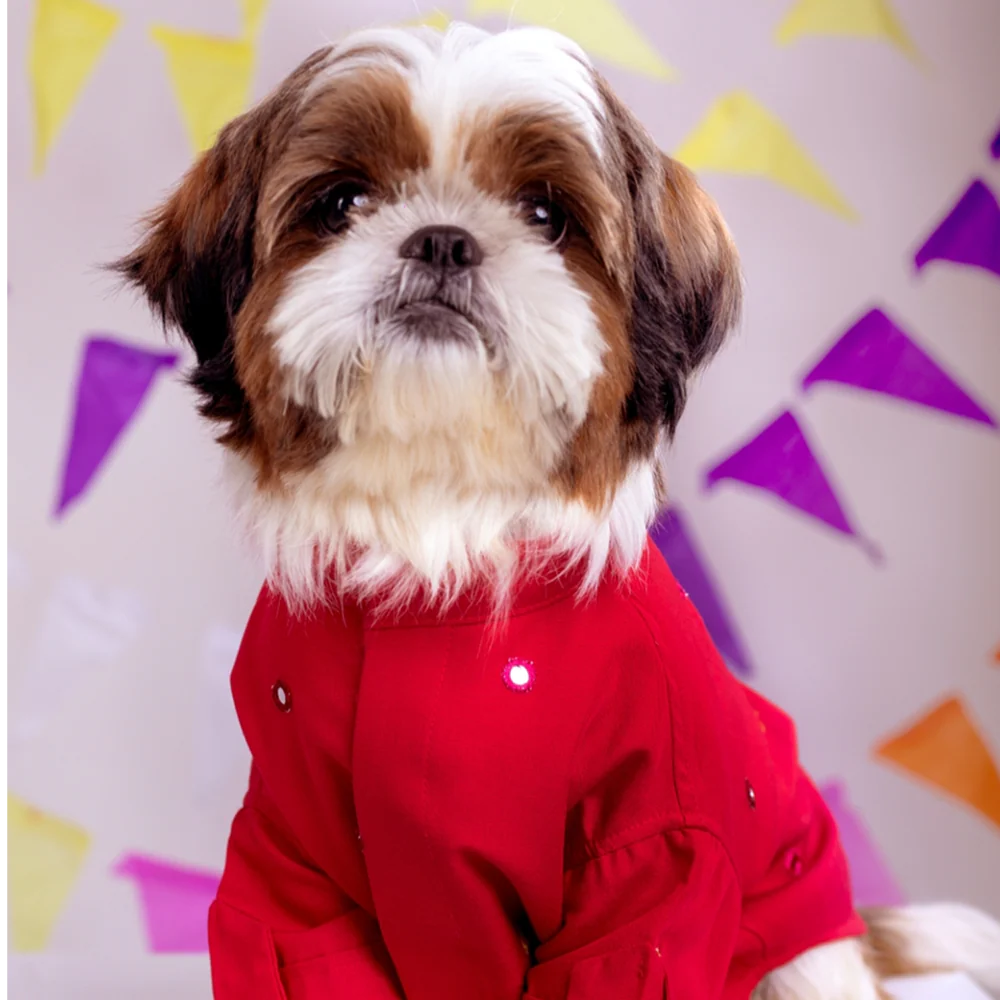 15 Furries Mirrorwork Kurta for Dogs (Electric Red) - Image 10