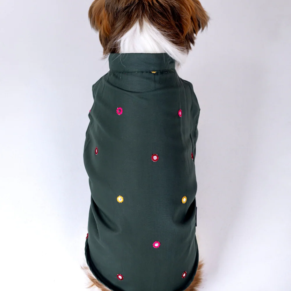 15 Furries Mirrorwork Kurta for Dogs (Hunter Green) - Image 4