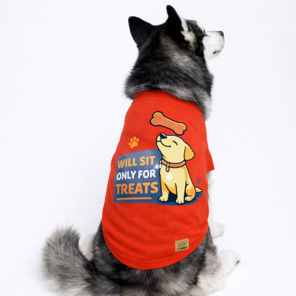 15 Furries Only Treats Sleeveless T shirts for Dogs (Red) - Image 2