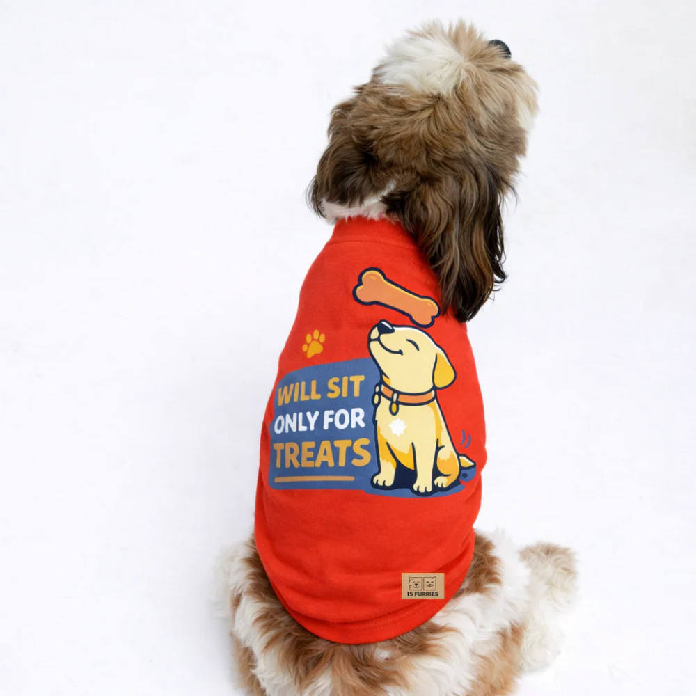 15 Furries Only Treats Sleeveless T shirts for Dogs (Red) - Image 3