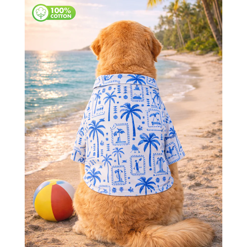 15 Furries Postcard Printed Cotton Shirts for Dogs (Tropical Blue) - Image 2