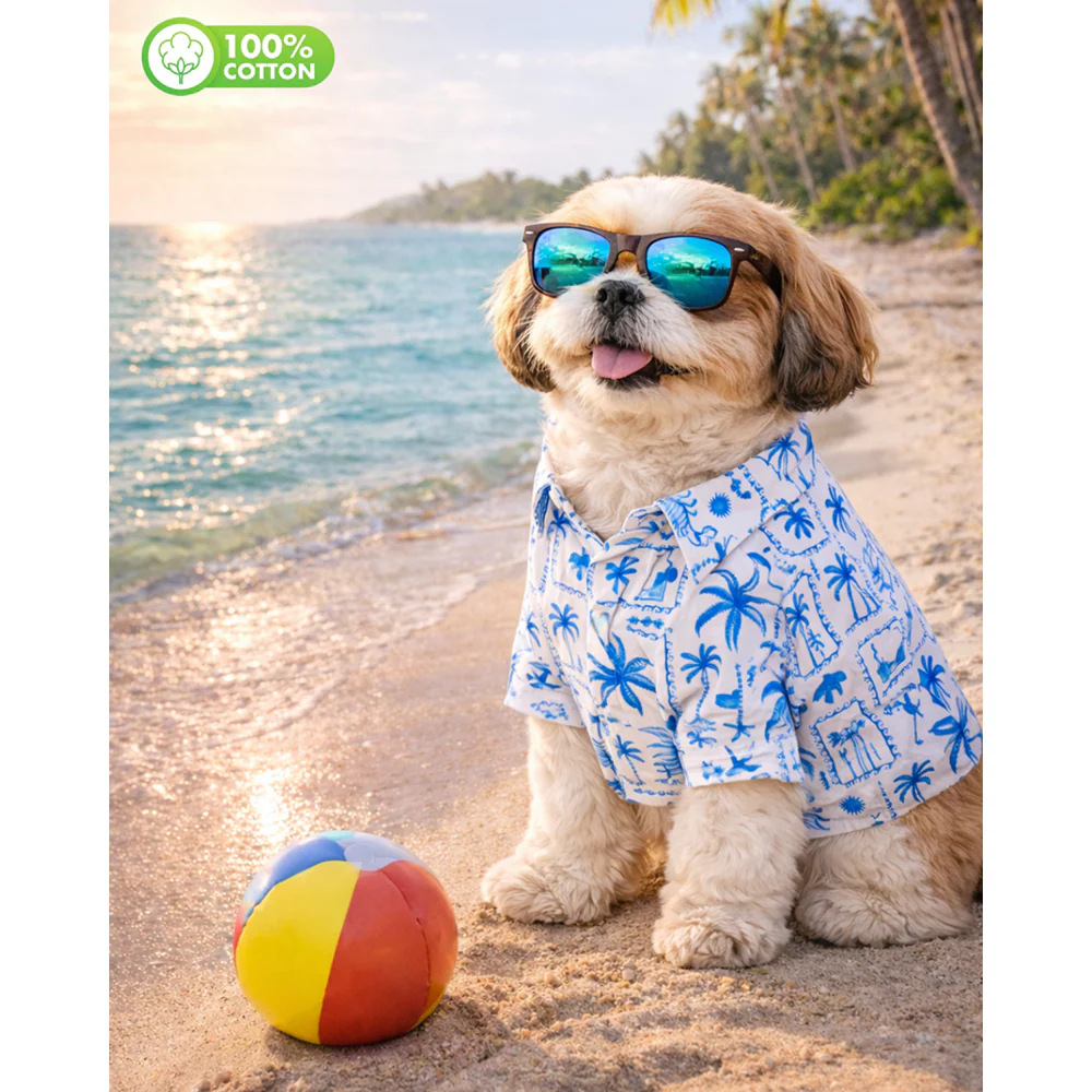 15 Furries Postcard Printed Cotton Shirts for Dogs (Tropical Blue) - Image 3