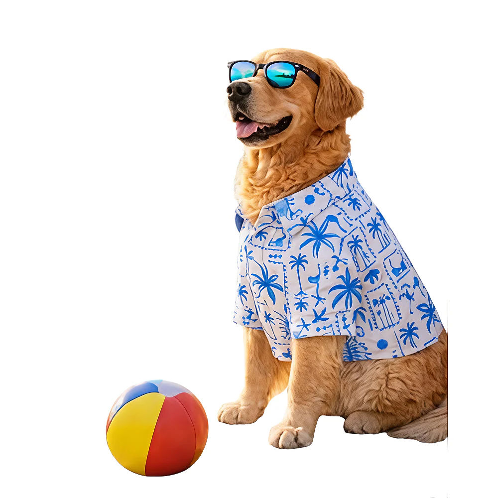 15 Furries Postcard Printed Cotton Shirts for Dogs (Tropical Blue) - Image 4