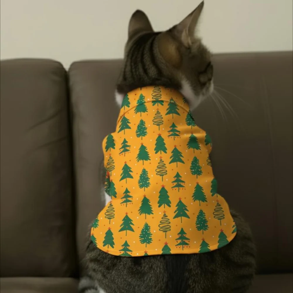 15 Furries Pine Tree Mendous Joy Shirts for Cats (Mustard) - Image 4
