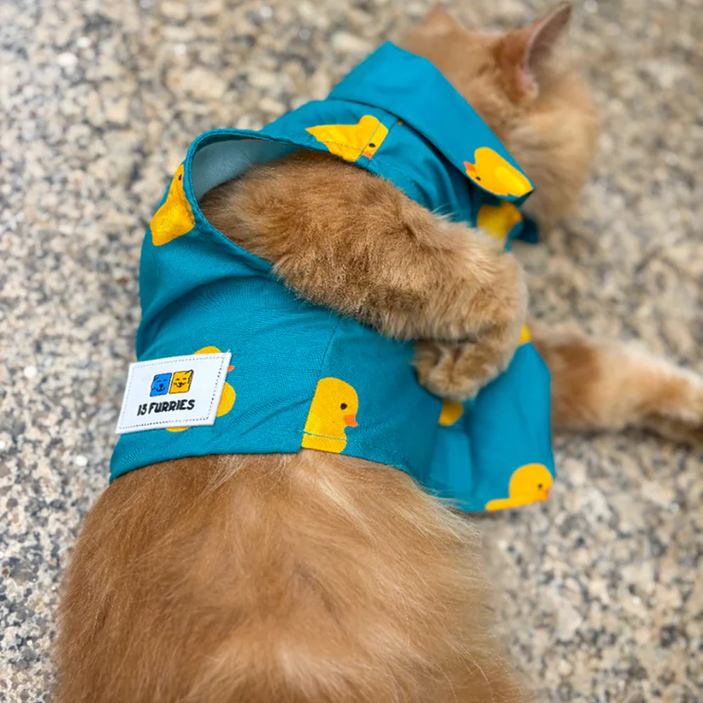 15 Furries Little Duckling Shirt for Cats (Green and yellow) - Image 4