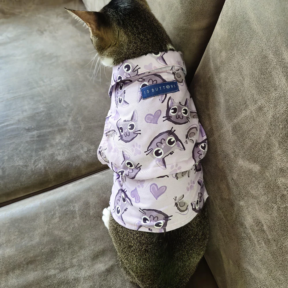 15 Furries Purple Meow Shirt for Cats (Purple) - Image 7