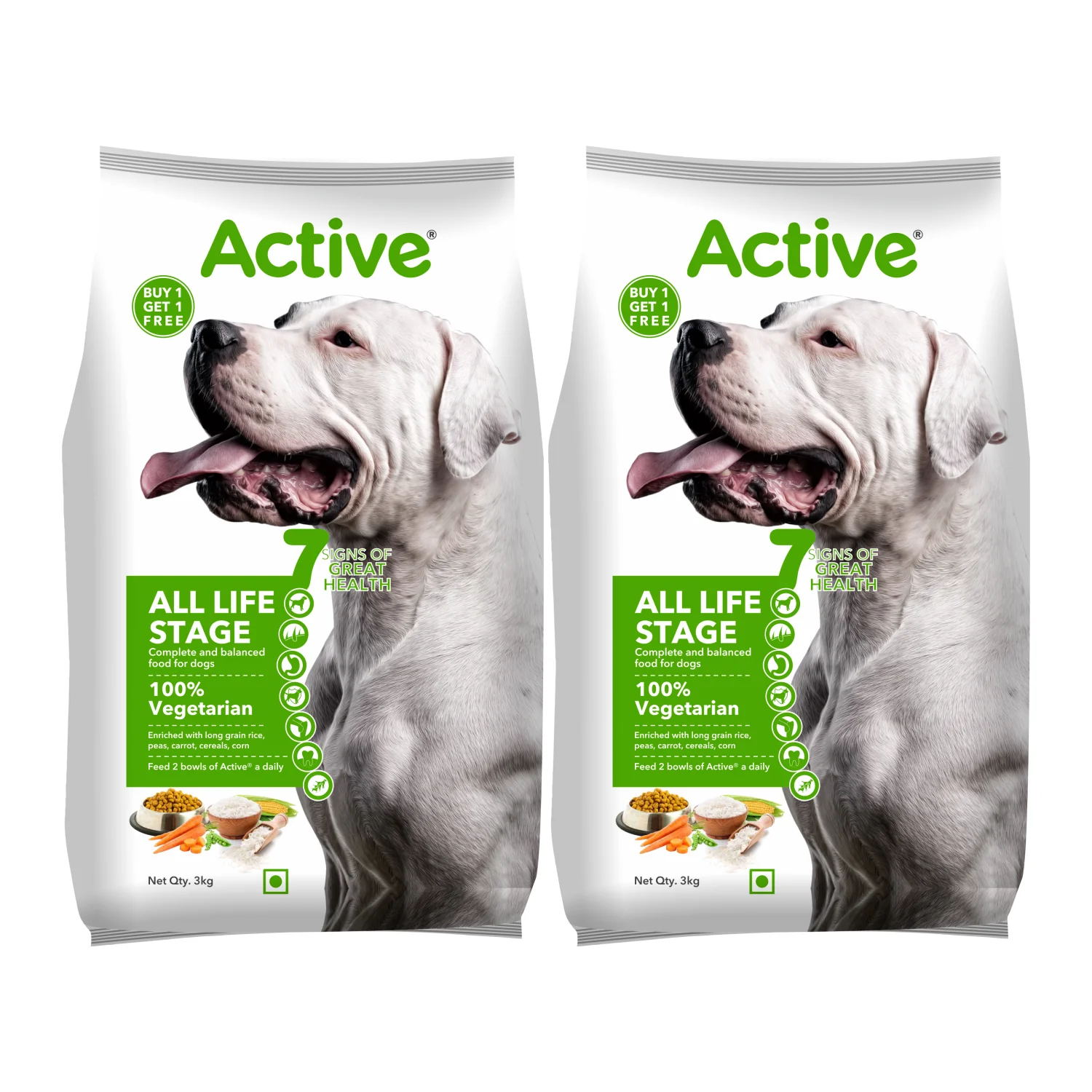 Active All Breed 100% Veg Dog Dry Food (Buy 1 Get 1) - Image 2