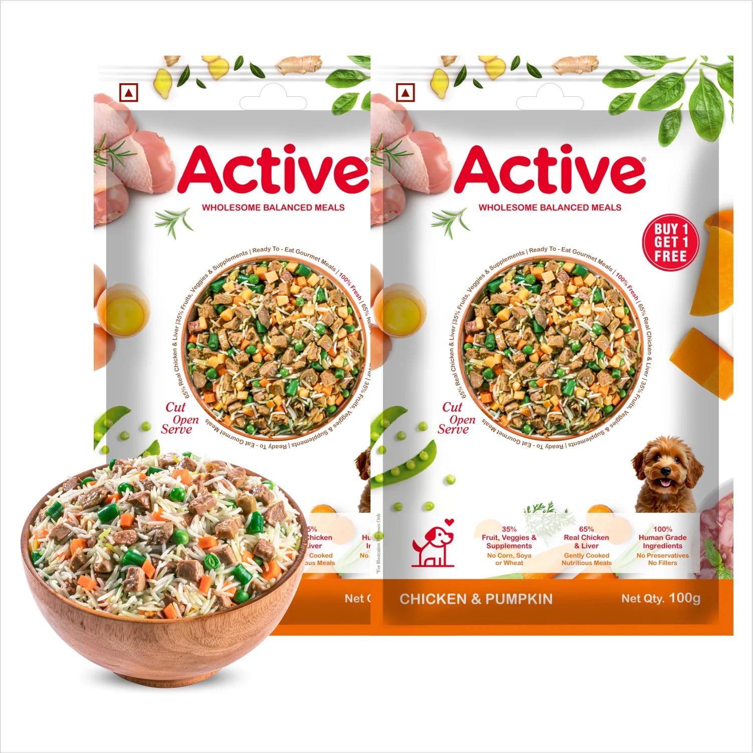 Active Chicken and Pumpkin Biryani Fresh Food For Dogs (Buy 1 Get 1) - Image 3