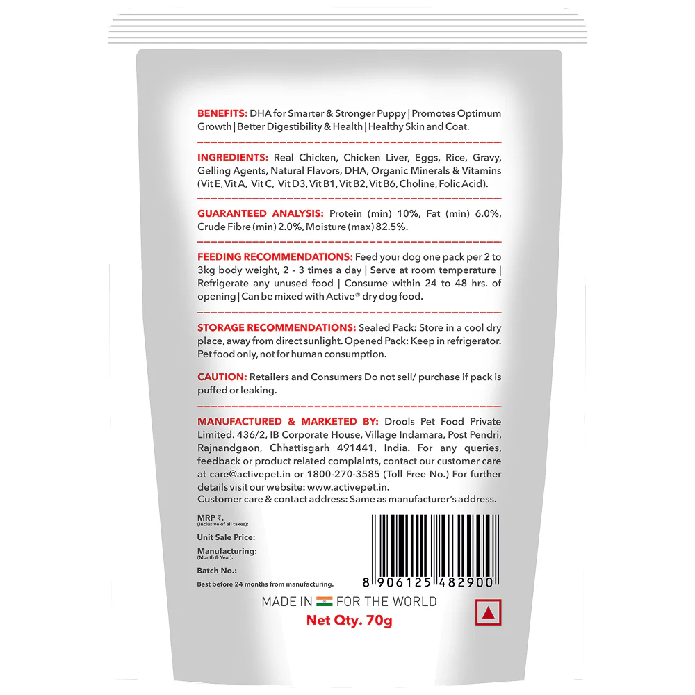 Active Chicken & Chicken Liver Chunks in Gravy Puppy Dog Wet Food (Buy 1 Get 1) - Image 3