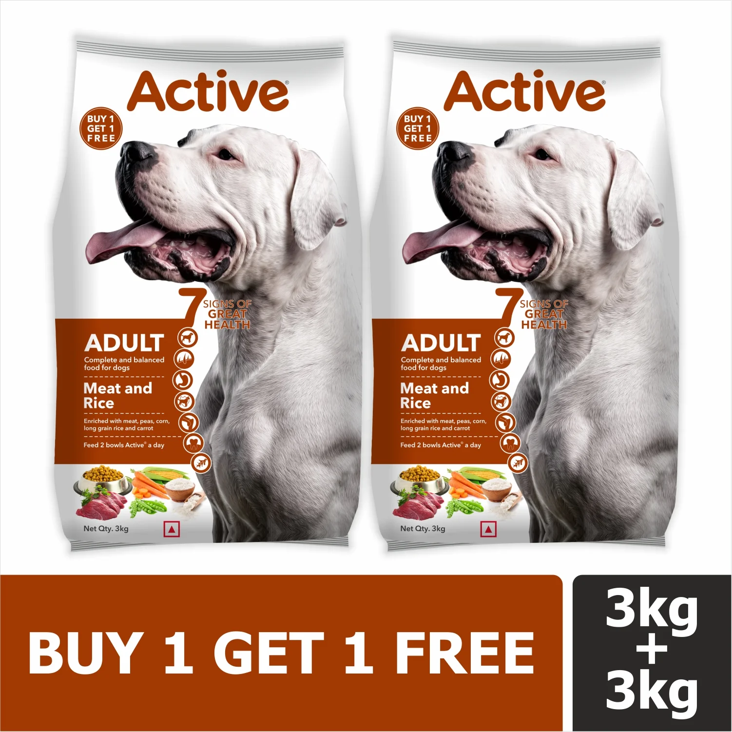 Active Meat and Rice Adult Dog Dry Food (Buy 1 Get 1) - Image 2