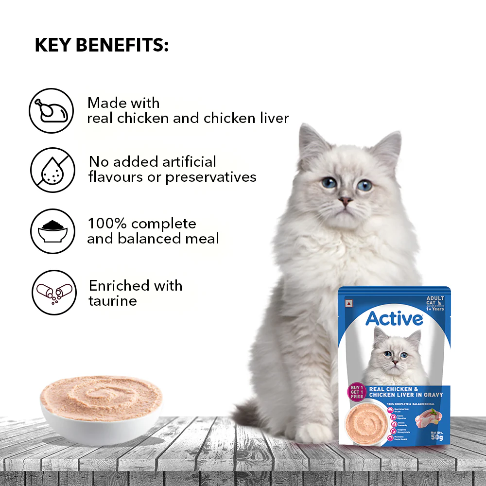 Active Real Chicken & Chicken Liver in Gravy Adult Cat Wet Food (Buy 1 Get 1) - Image 7