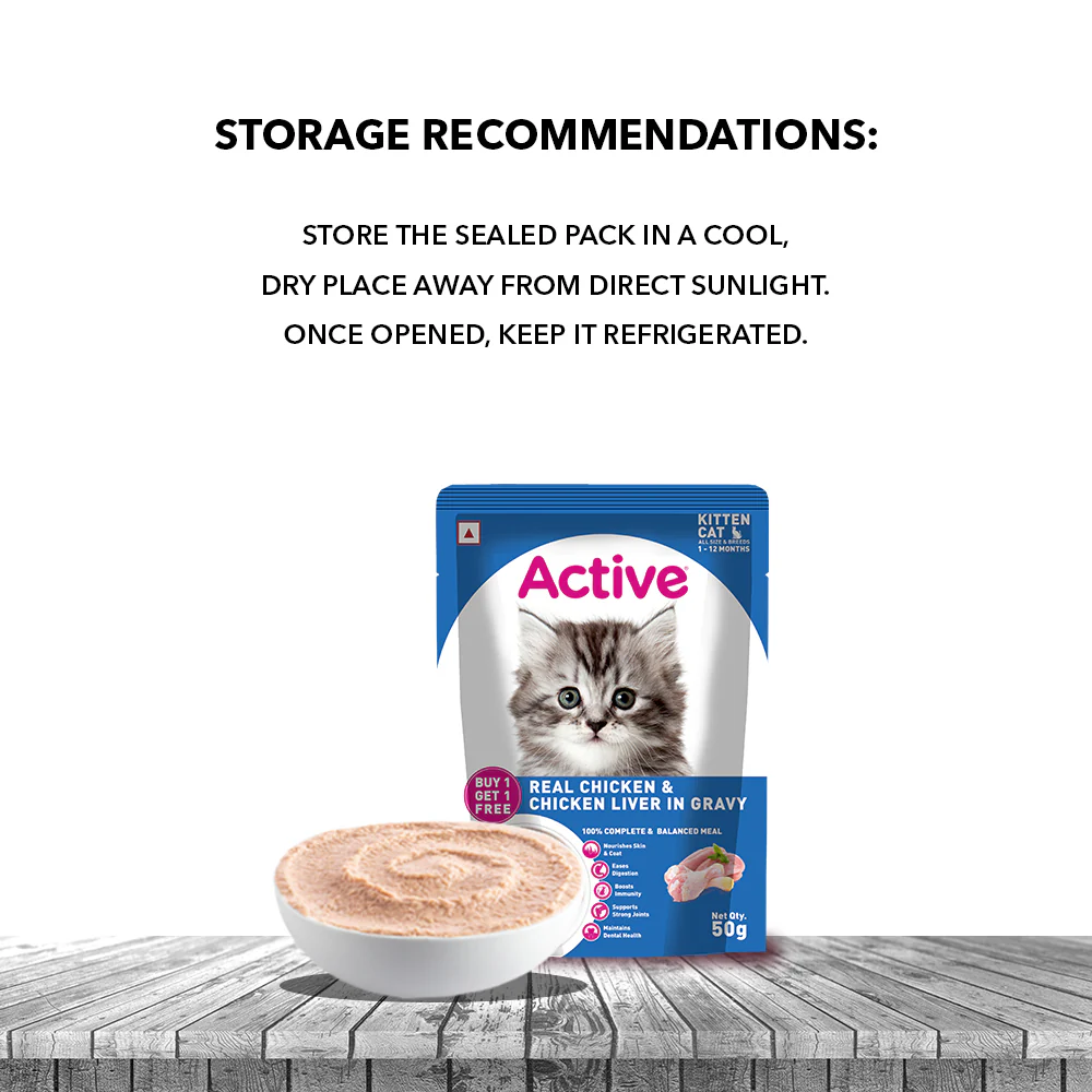 Active Real Chicken & Chicken Liver in Gravy Kitten Cat Wet Food (Buy 1 Get 1) - Image 7