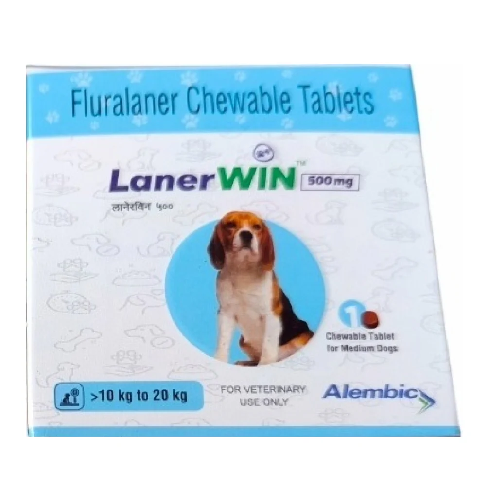 Alembic Lanerwin 500mg (Fluralaner) Dog Tick & Flea Control Tablet (10 to 20kg) (1 tablet) - Image 2