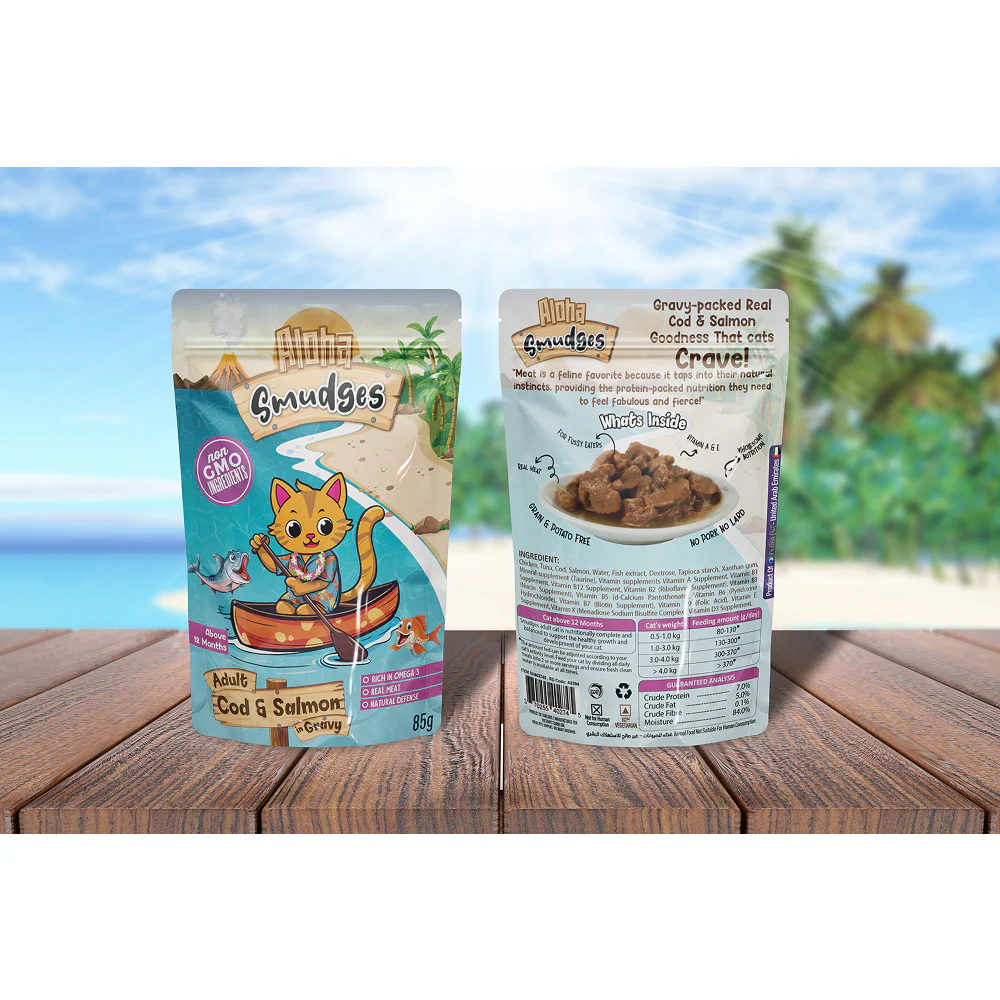 Aloha Smudges Cod and Salmon in Gravy Adult Cat Wet Food - Image 2