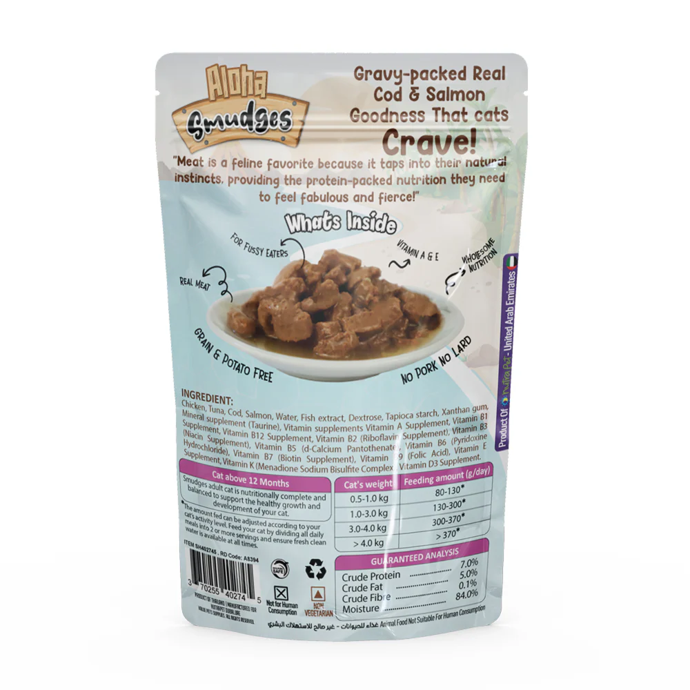 Aloha Smudges Cod and Salmon in Gravy Adult Cat Wet Food - Image 3