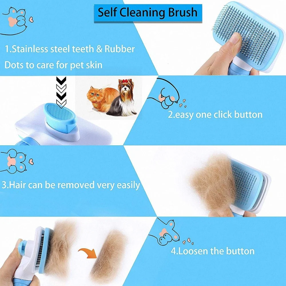 Chullbull Square Pin Slicker Brush for Dogs and Cats (Blue) - Image 4