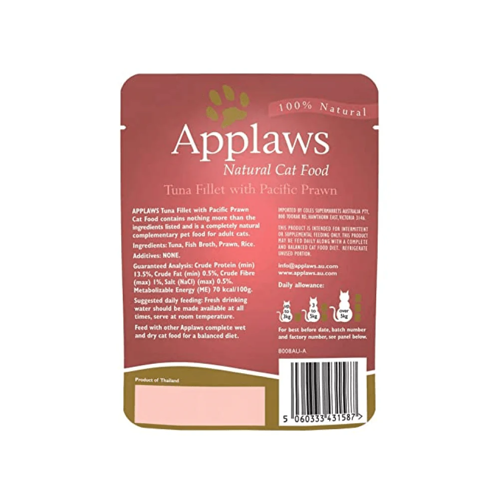 Applaws Tuna Fillet with Pacific Prawns Cat Pouch Wet Food - Image 4