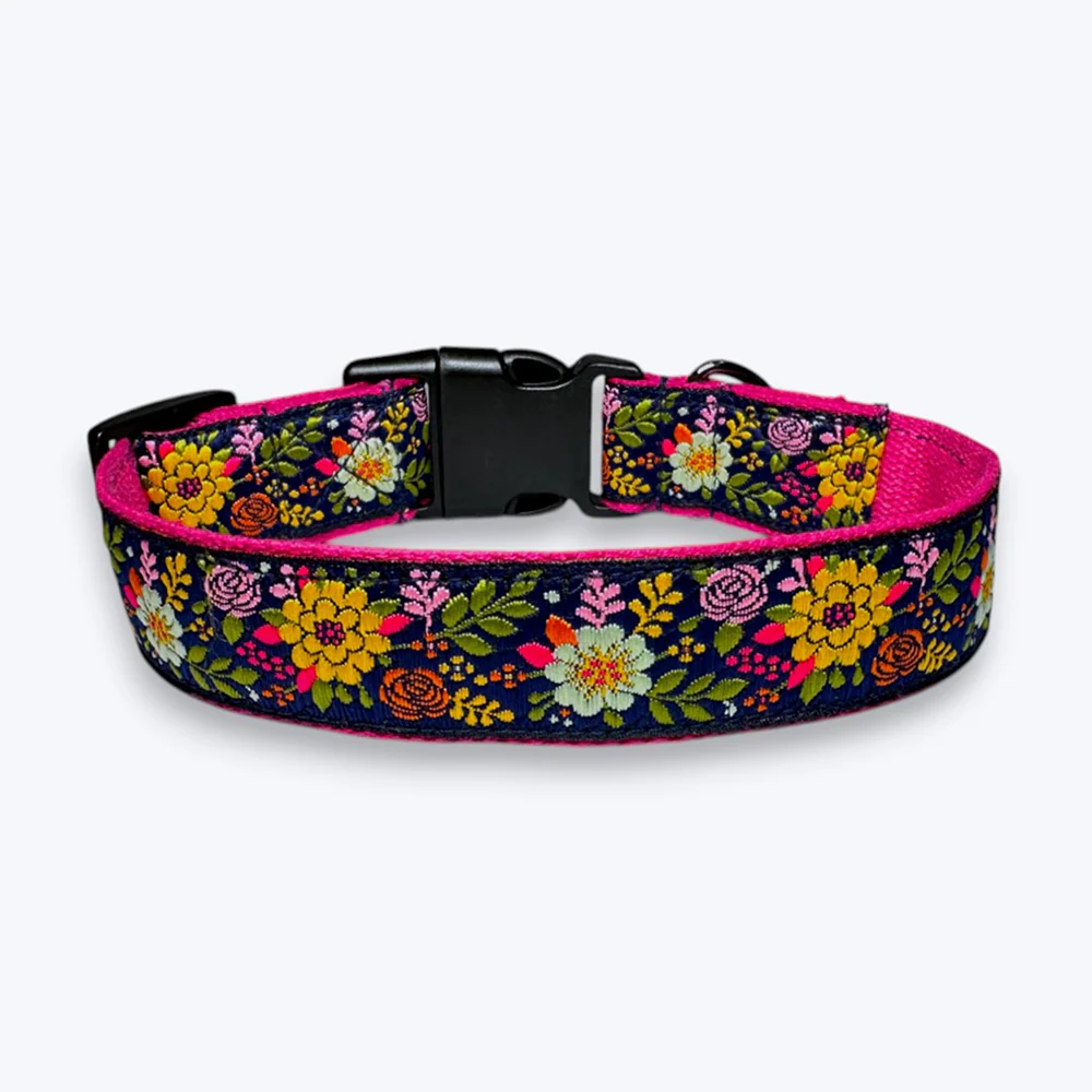 Aramesh Coastal Bloom Adjustable Collar for Dogs (Pink and Navy blue) - Image 4