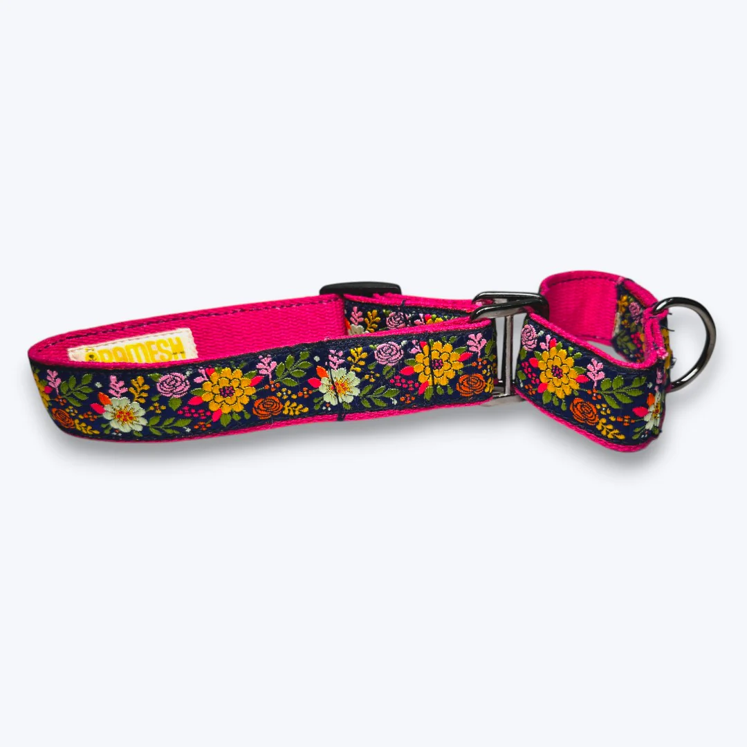 Aramesh Coastal Bloom Martingale Collar for Dogs (Pink and Navy Blue) - Image 3