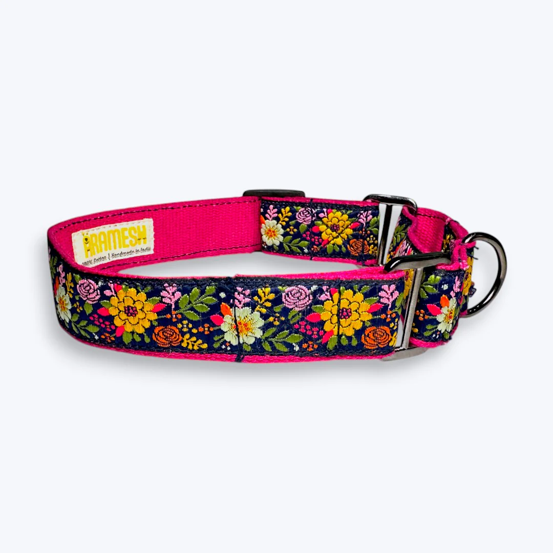 Aramesh Coastal Bloom Martingale Collar for Dogs (Pink and Navy Blue) - Image 4