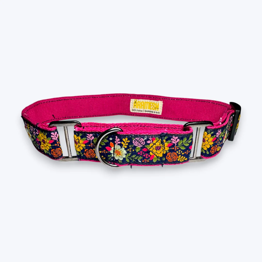 Aramesh Coastal Bloom Martingale Collar for Dogs (Pink and Navy Blue) - Image 5