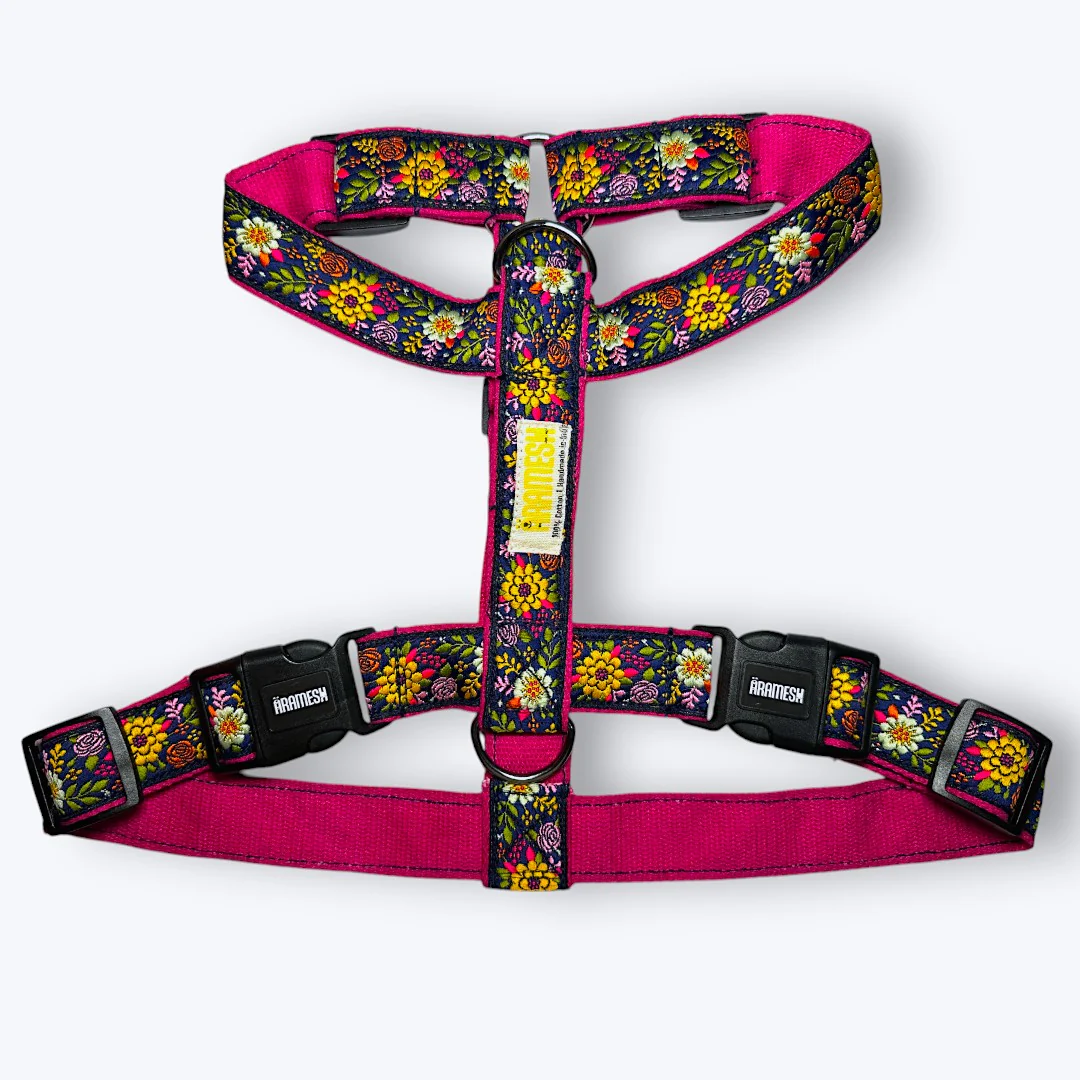 Aramesh Costal Bloom Harness for Dogs (Pink & Navy Blue)