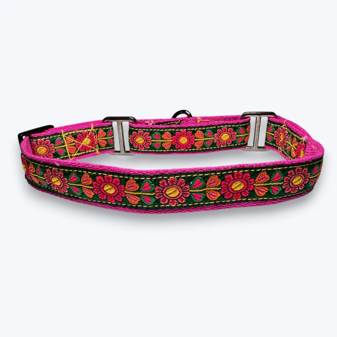 Aramesh Emerald Glow Martingale Collar for Dogs (Pink and Green) - Image 5