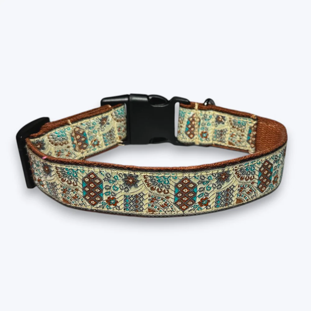 Aramesh Sultan Paws Adjustable Collar for Dogs (Brown and Cream) - Image 3
