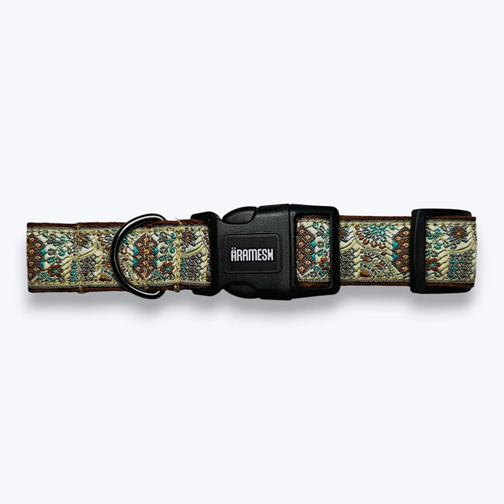 Aramesh Sultan Paws Adjustable Collar for Dogs (Brown and Cream) - Image 4