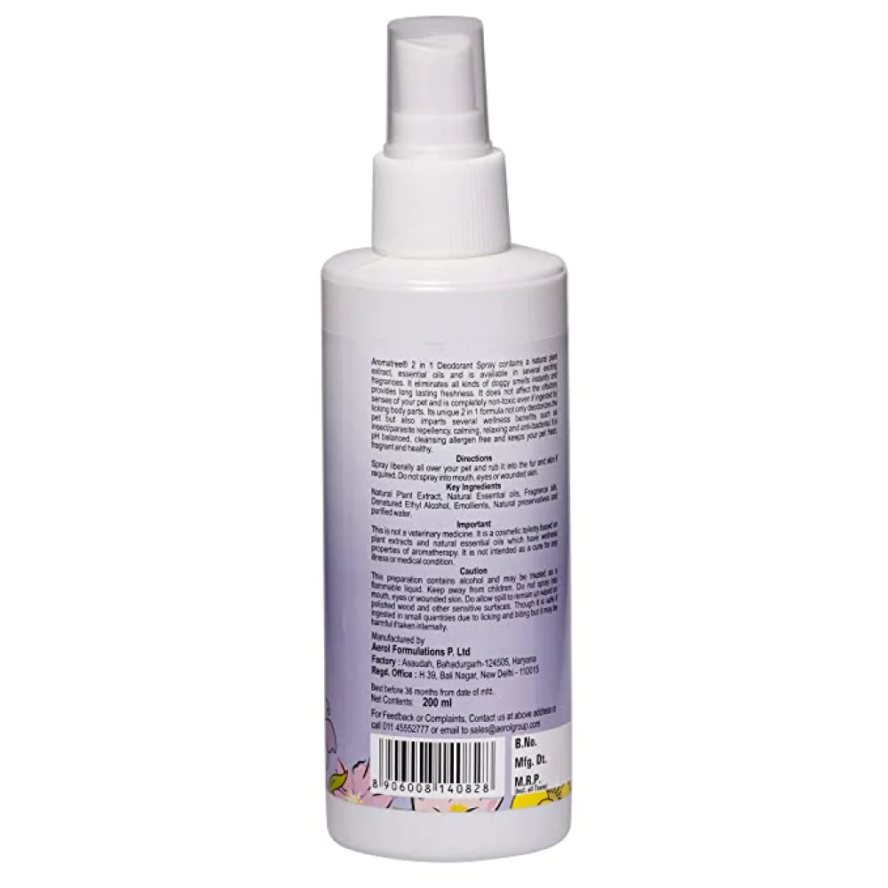 AromaTree Lavender Fragrance 2 in 1 Deodorant Spray for Dogs and Cats - Image 2