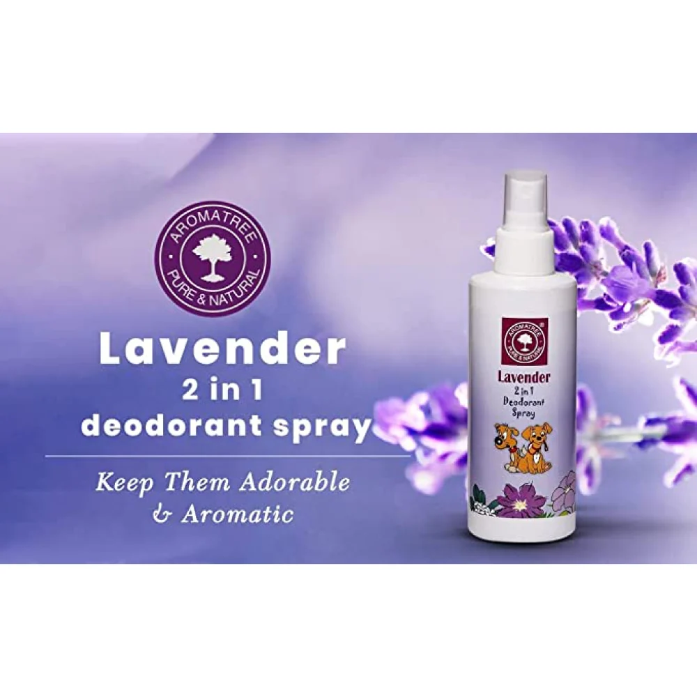 AromaTree Lavender Fragrance 2 in 1 Deodorant Spray for Dogs and Cats - Image 3