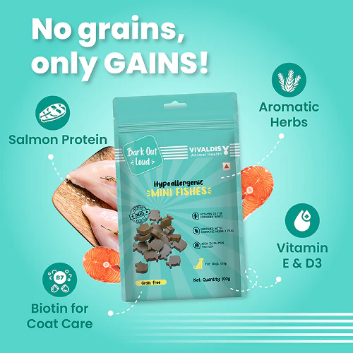Bark Out Loud by Vivaldis Mini Fishes Grain Free & Hypoallergenic Dog Treats - Image 2
