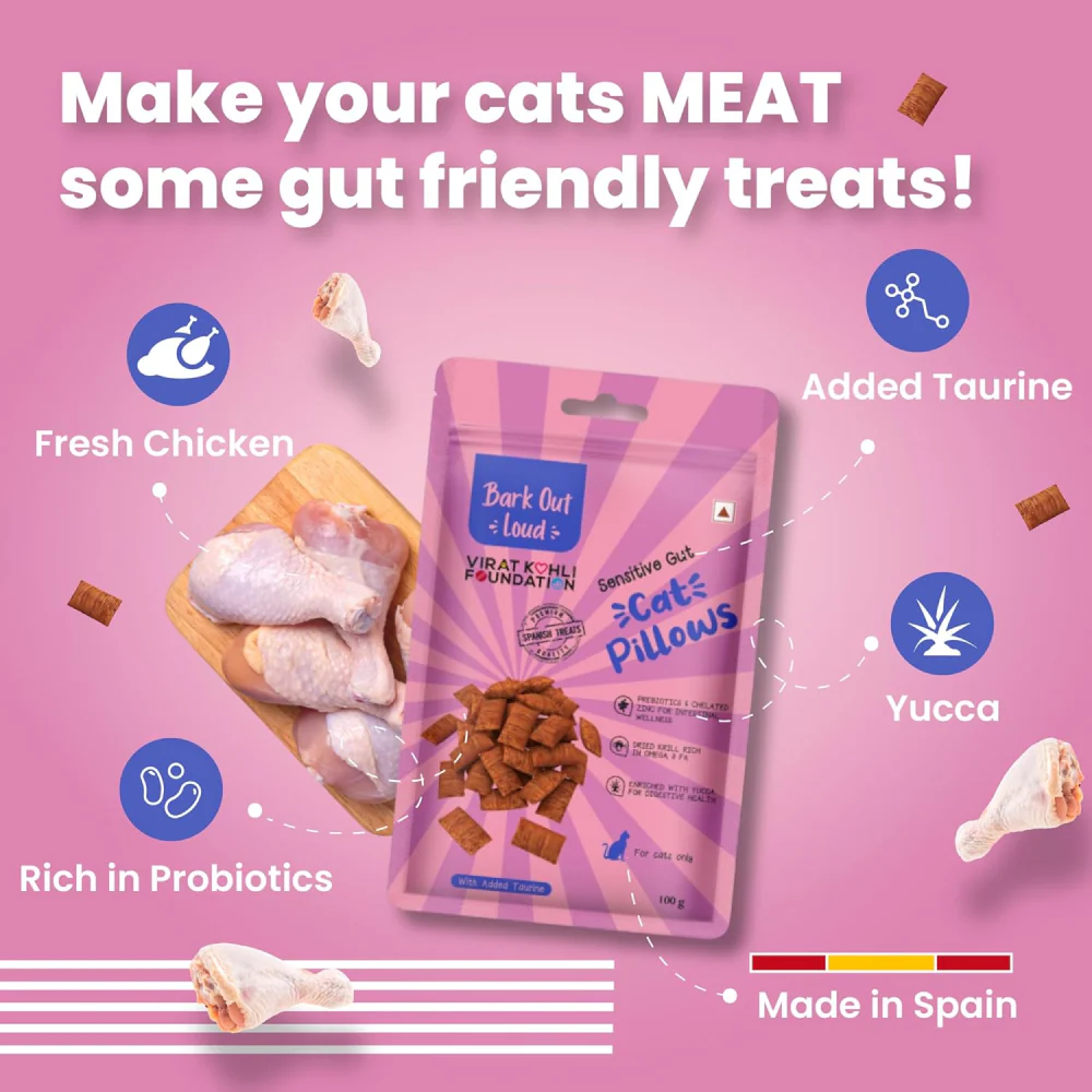Bark Out Loud by Vivaldis Pillows for Sensitive Gut & Hairball Control Cat Treats Combo - Image 3