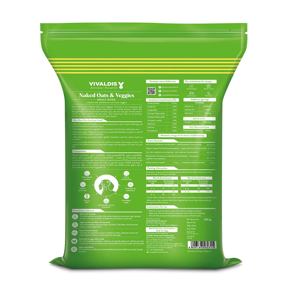 Bark Out Loud Naked Oats & Veggies Veg Mini & Small Breed Adult Dog Dry Food - Image 12