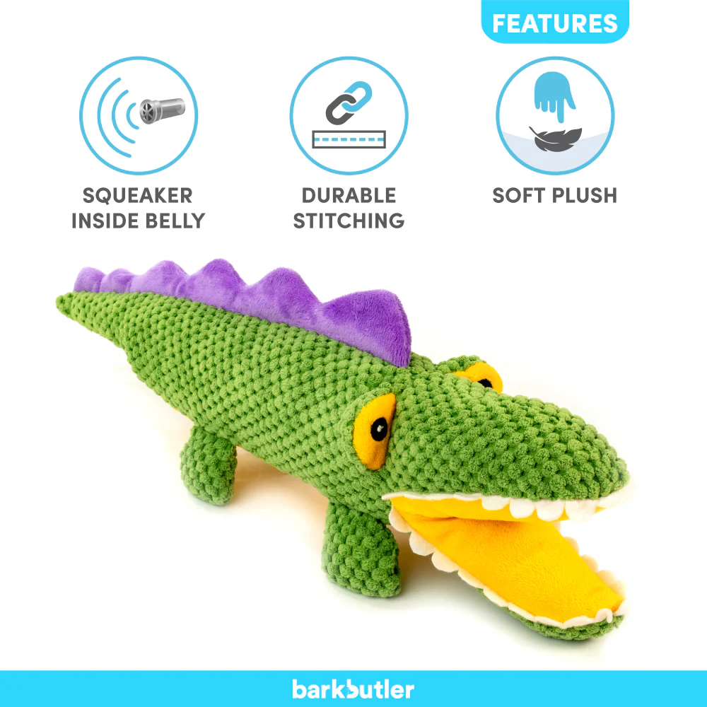 Barkbutler Aly The Gator Plush Toy for Dogs | For Medium Chewers (Green) - Image 8