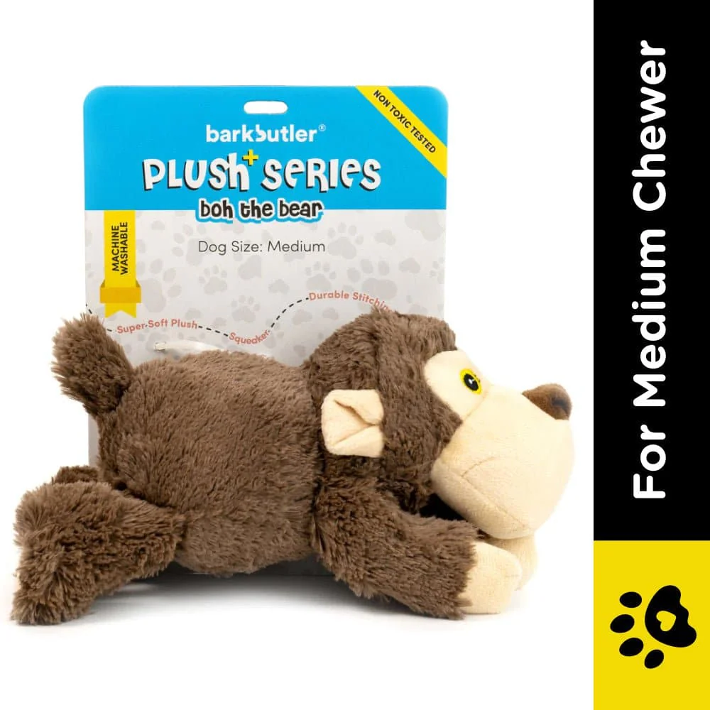Barkbutler Boh The Bear Plush Toy for Dogs | For Medium Chewers (Brown) - Image 2