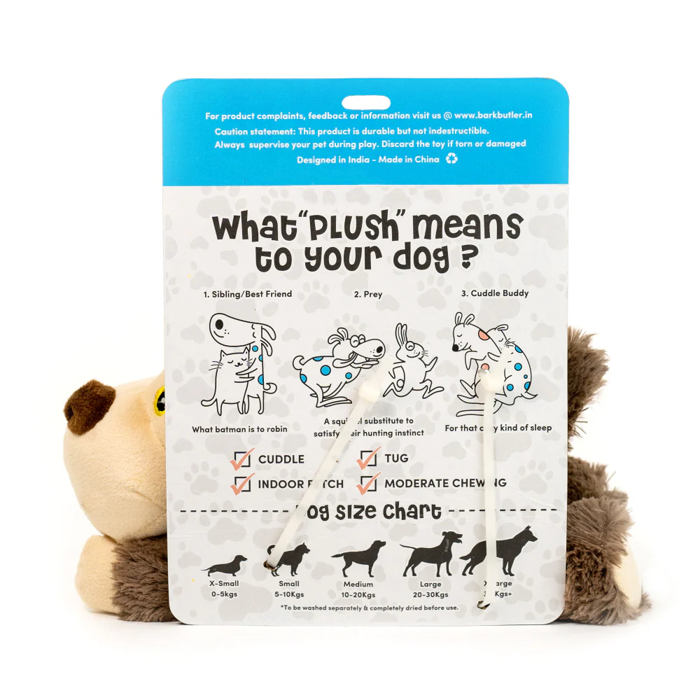 Barkbutler Boh The Bear Plush Toy for Dogs | For Medium Chewers (Brown) - Image 9