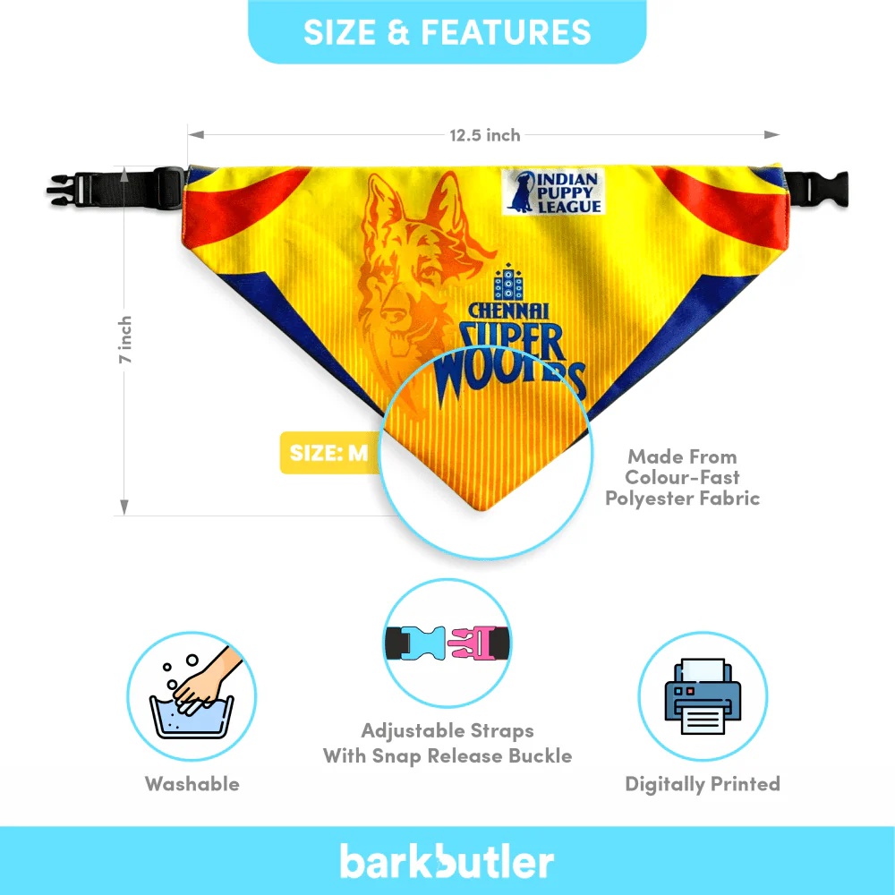 Barkbutler Chennai Super Woofers Bandana for Dogs | Indian Pet League - Image 4