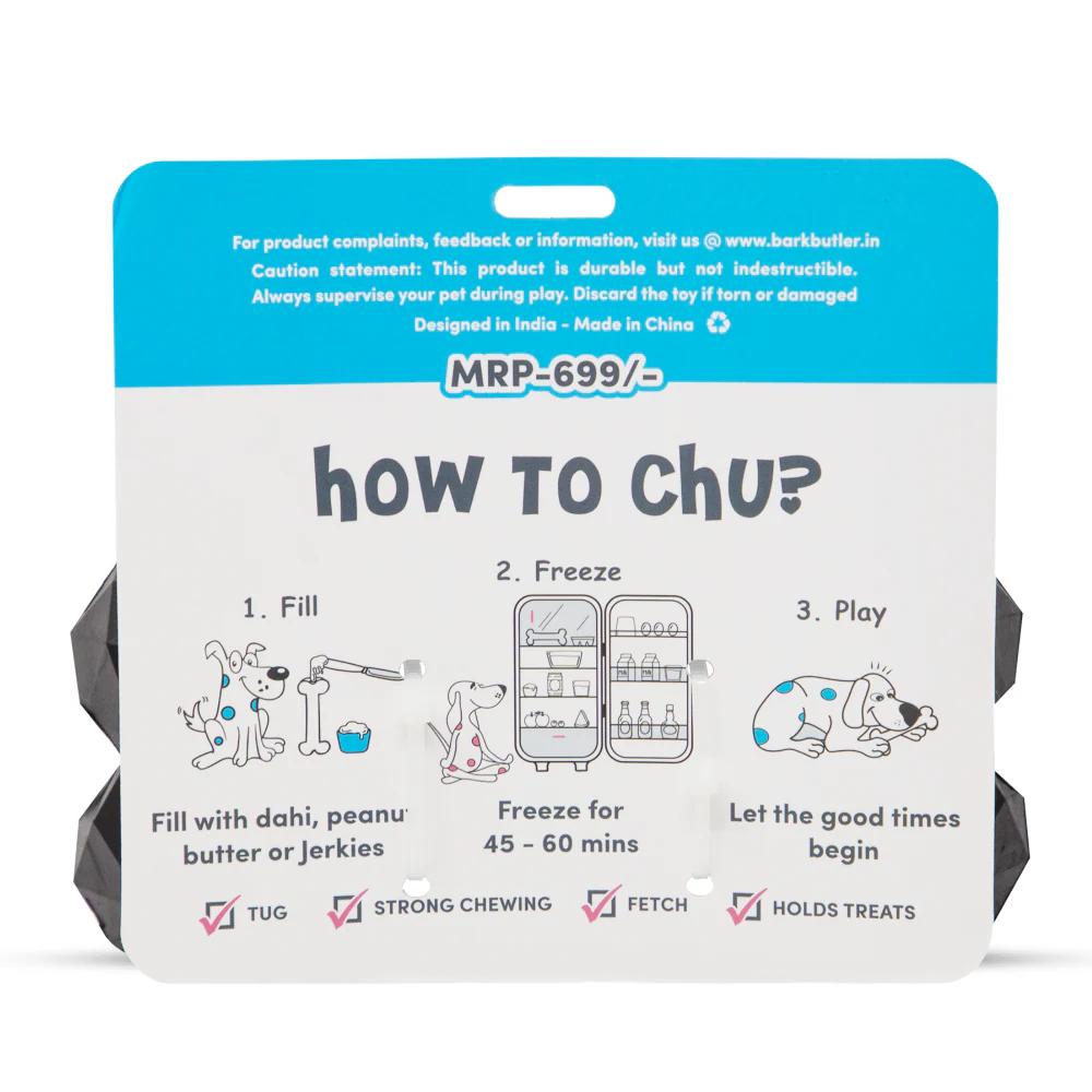 Barkbutler Chu the bone Treat Dispensing Toy for Dogs (Black) - Image 10