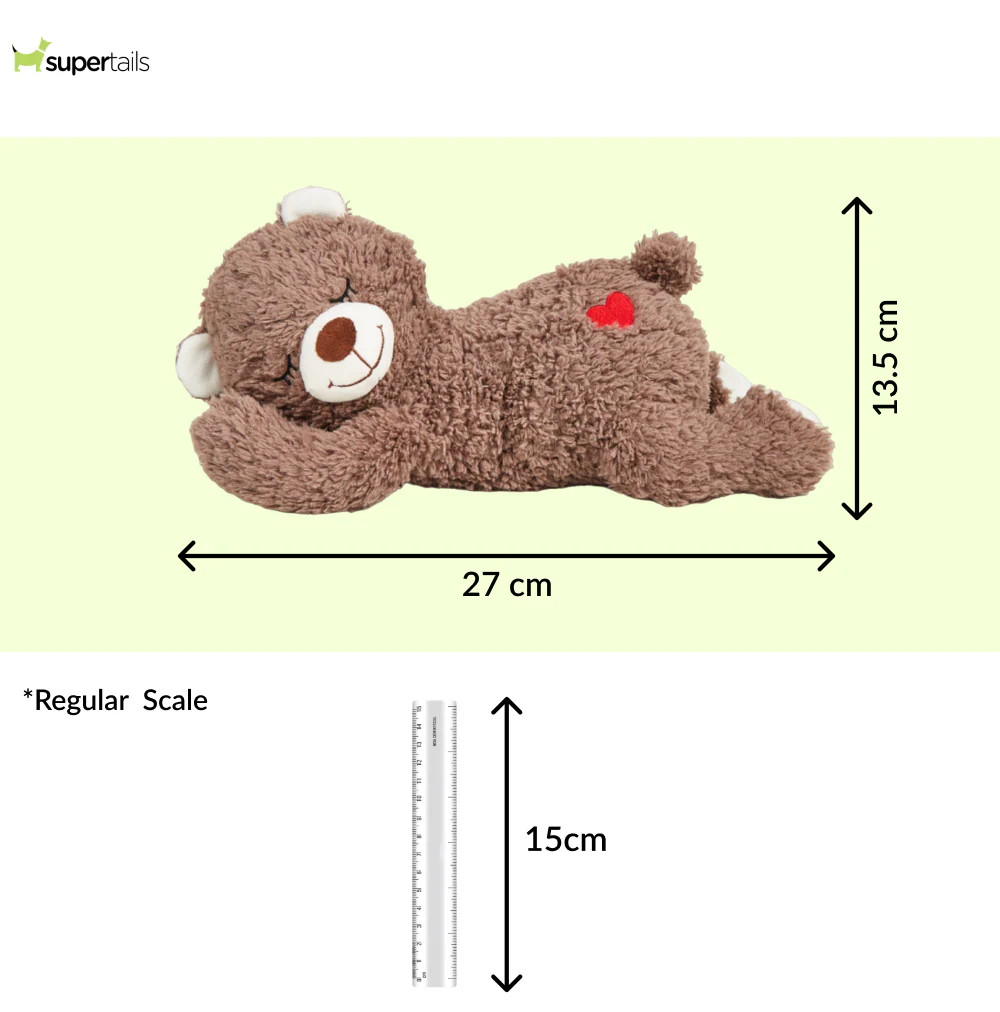 Barkbutler x Fofos Cuddle Bear Heart Beat Toy for Dogs | For Medium Chewers (Brown) - Image 2