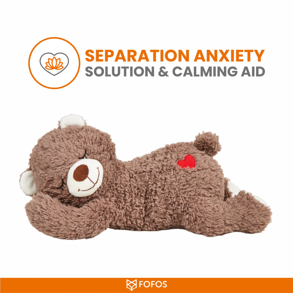 Barkbutler x Fofos Cuddle Bear Heart Beat Toy for Dogs | For Medium Chewers (Brown) - Image 3
