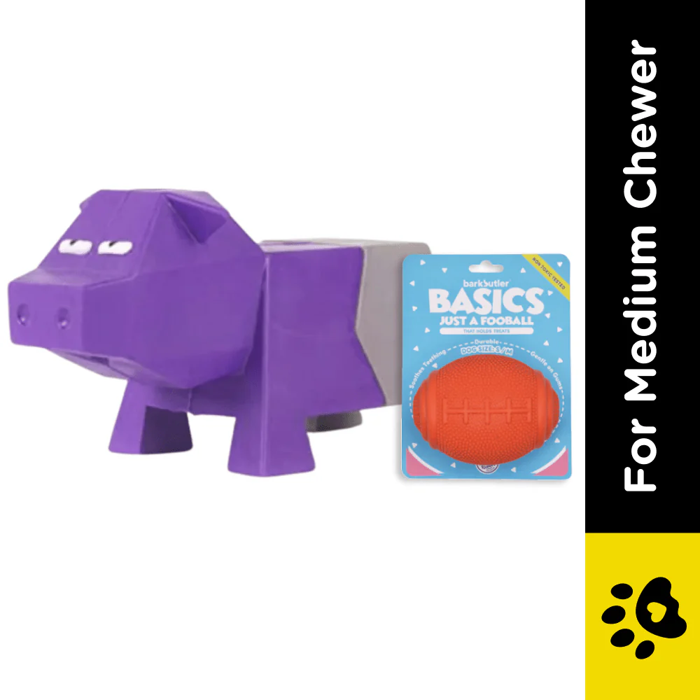 Barkbutler x Fofos Comic Farm Pig Toy & Football Chew Toy for Dogs (Pack of 2) - Image 2