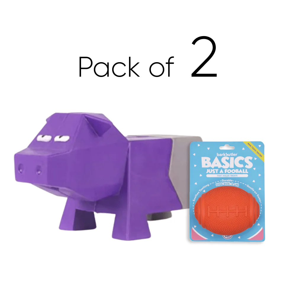 Barkbutler x Fofos Comic Farm Pig Toy & Football Chew Toy for Dogs (Pack of 2) - Image 3