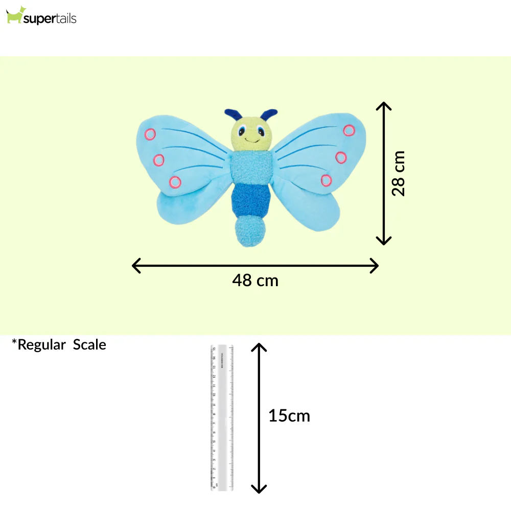 Barkbutler x Fofos Jumbo Butterfly Plush Toy for Dogs (Blue) - Image 2