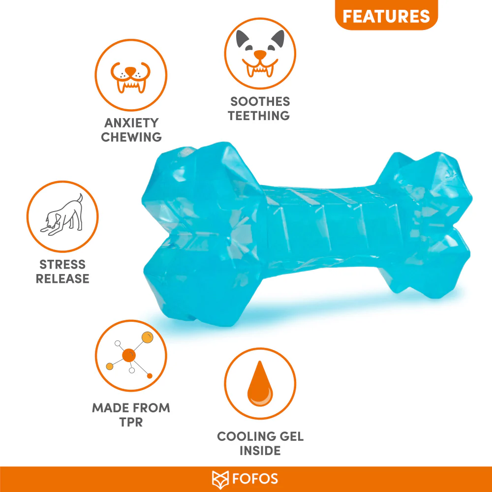Barkbutler x Fofos Cooling Bone Freezable Chew Toy for Dogs (Blue) - Image 4