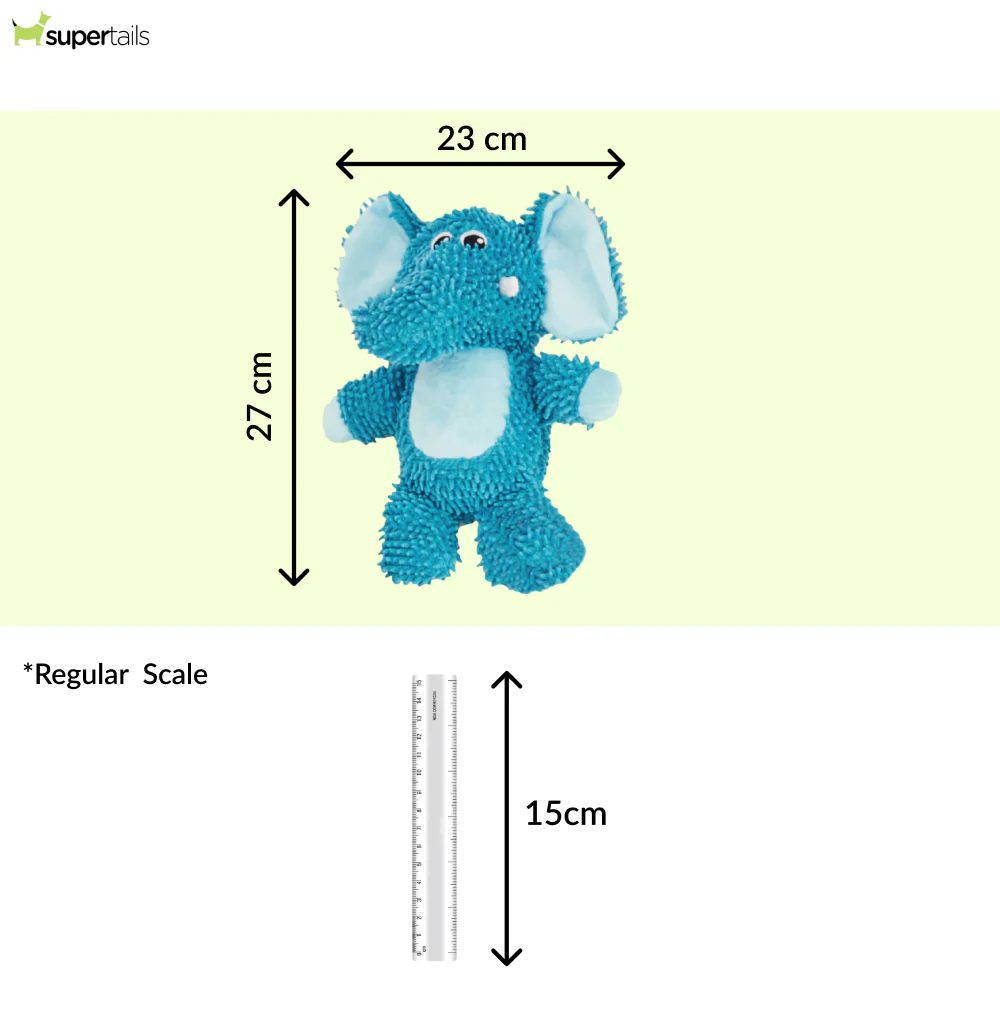 Barkbutler x Fofos Elephant Tough Squeaky Toy for Dogs | For Medium Chewers (Blue) - Image 2