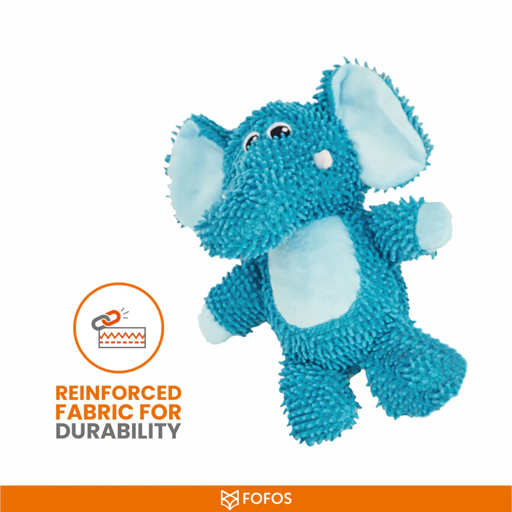 Barkbutler x Fofos Elephant Tough Squeaky Toy for Dogs | For Medium Chewers (Blue) - Image 4